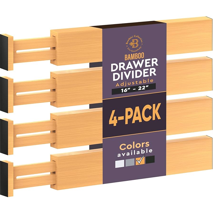 バンブードレッサー Amazon.com - 4 Pack Drawer Dividers Bamboo 2.6